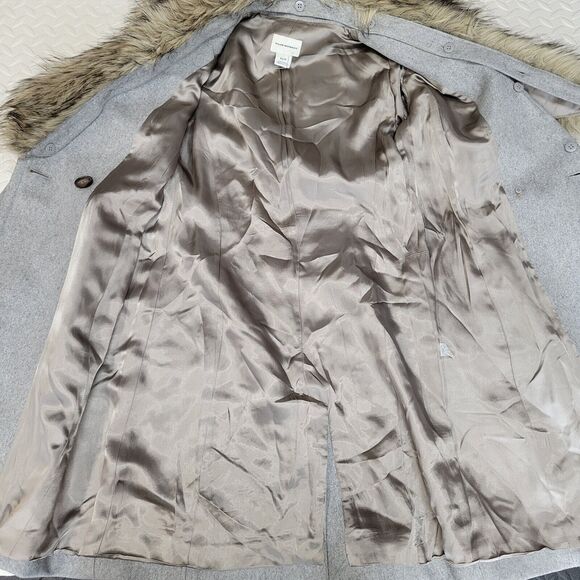 Club Monaco Winter Coat Size XS Reva Gray Wool Blend Detachable Faux Fur Trim - Picture 10 of 11